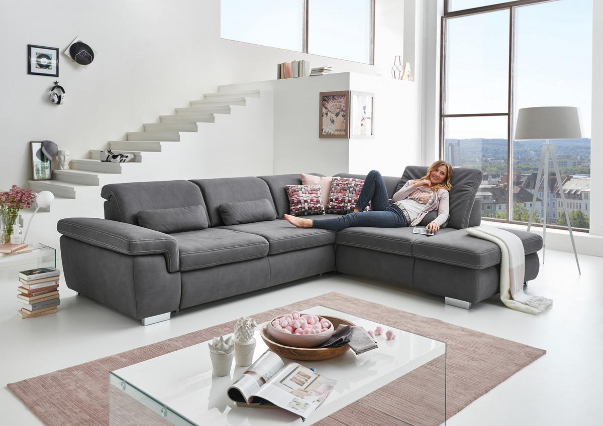 Sedežna Garnitura Antaris, Z Relax Funkcijo - siva/bež, Moderno, kovina/tekstil (260/320cm) - Premium Living