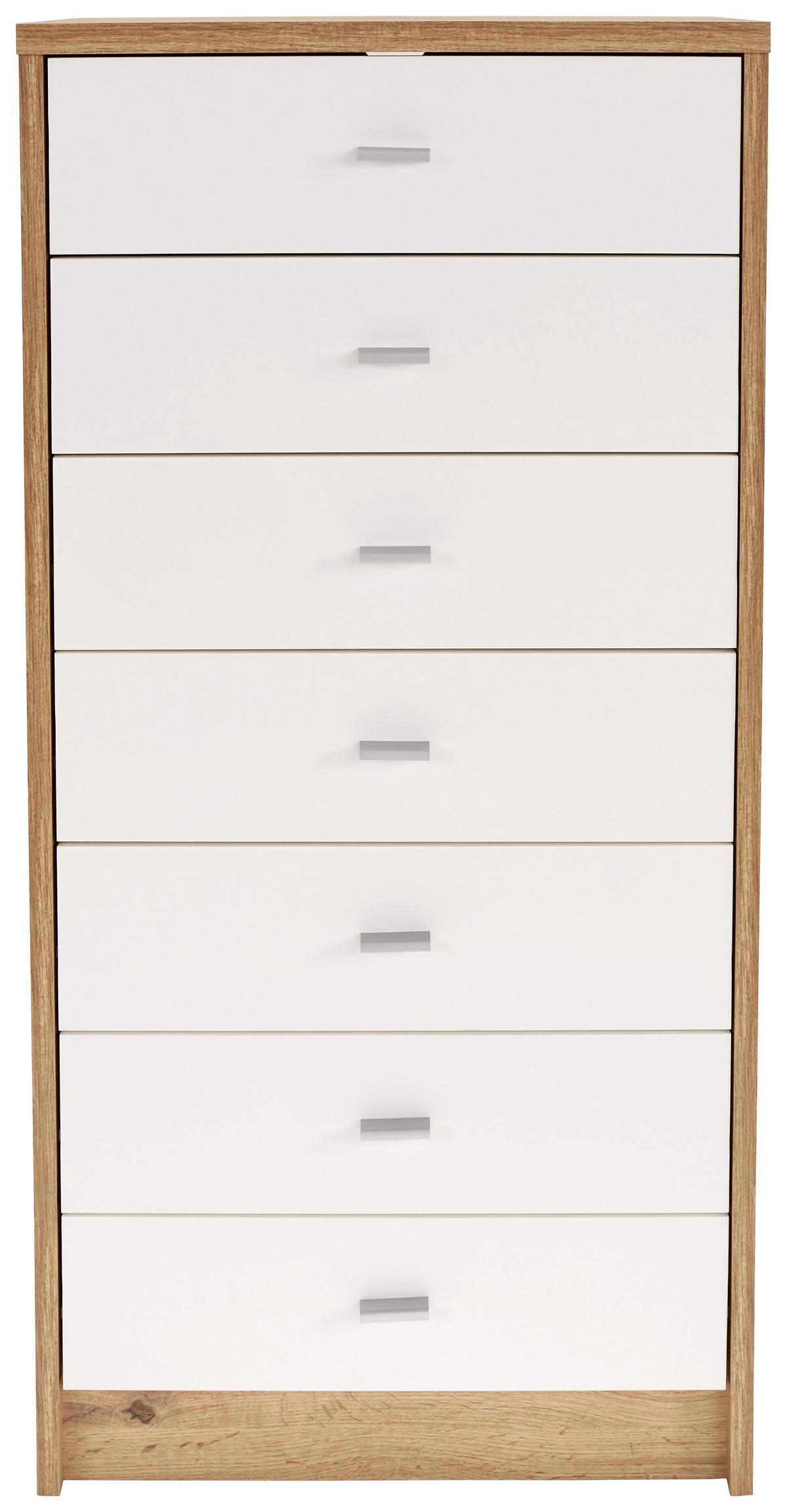 Komoda 4-you New, Bela, Barva Hrasta - barve kroma/barve hrasta, Moderno, umetna masa/leseni material (50/111,4/34,6cm) - Mömax
