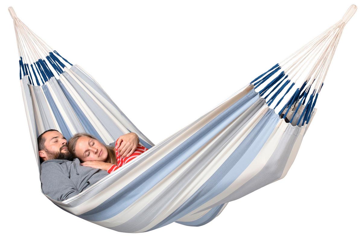 Hängematte Kingsize Hammock Outdoor Blau/Weiß - Blau/Weiß, KONVENTIONELL, Textil (180/400cm) - La Siesta