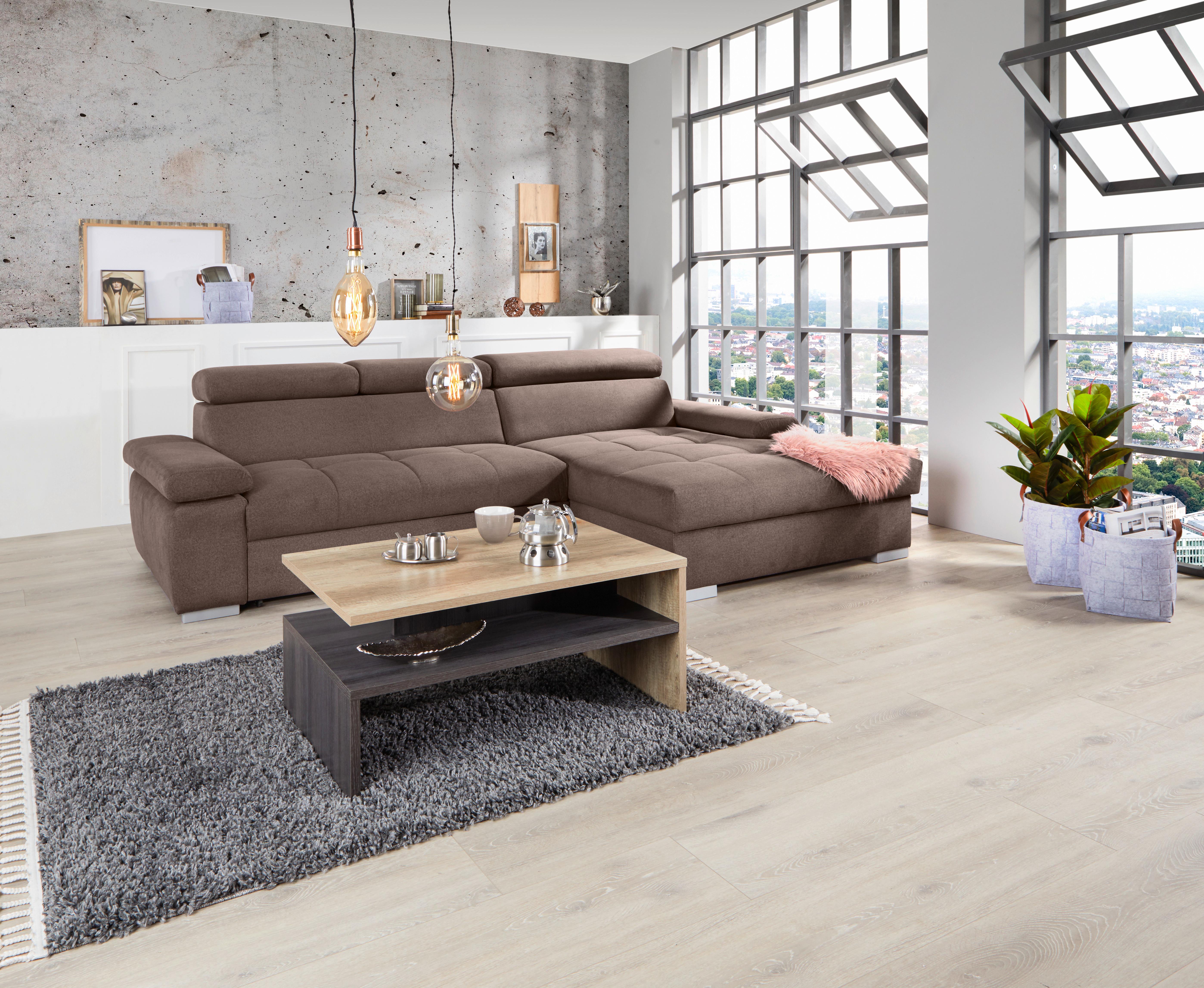 Kutna Garnitura Perry - srebrne boje/smeđa, Design, tekstil/drvo (292/183cm) - Modern Living