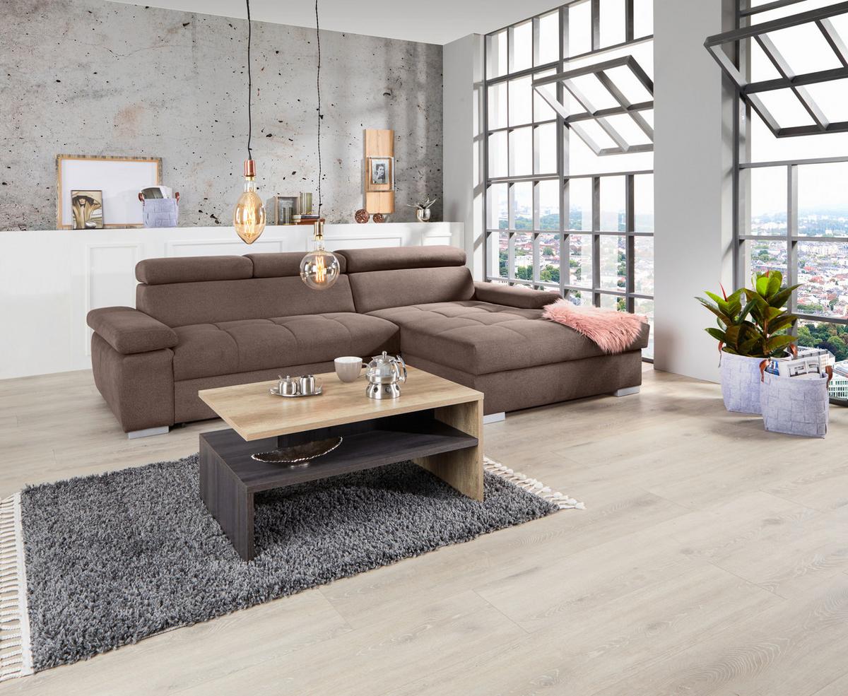 Kutna Garnitura Perry - srebrne boje/smeđa, Design, tekstil/drvo (292/183cm) - Modern Living