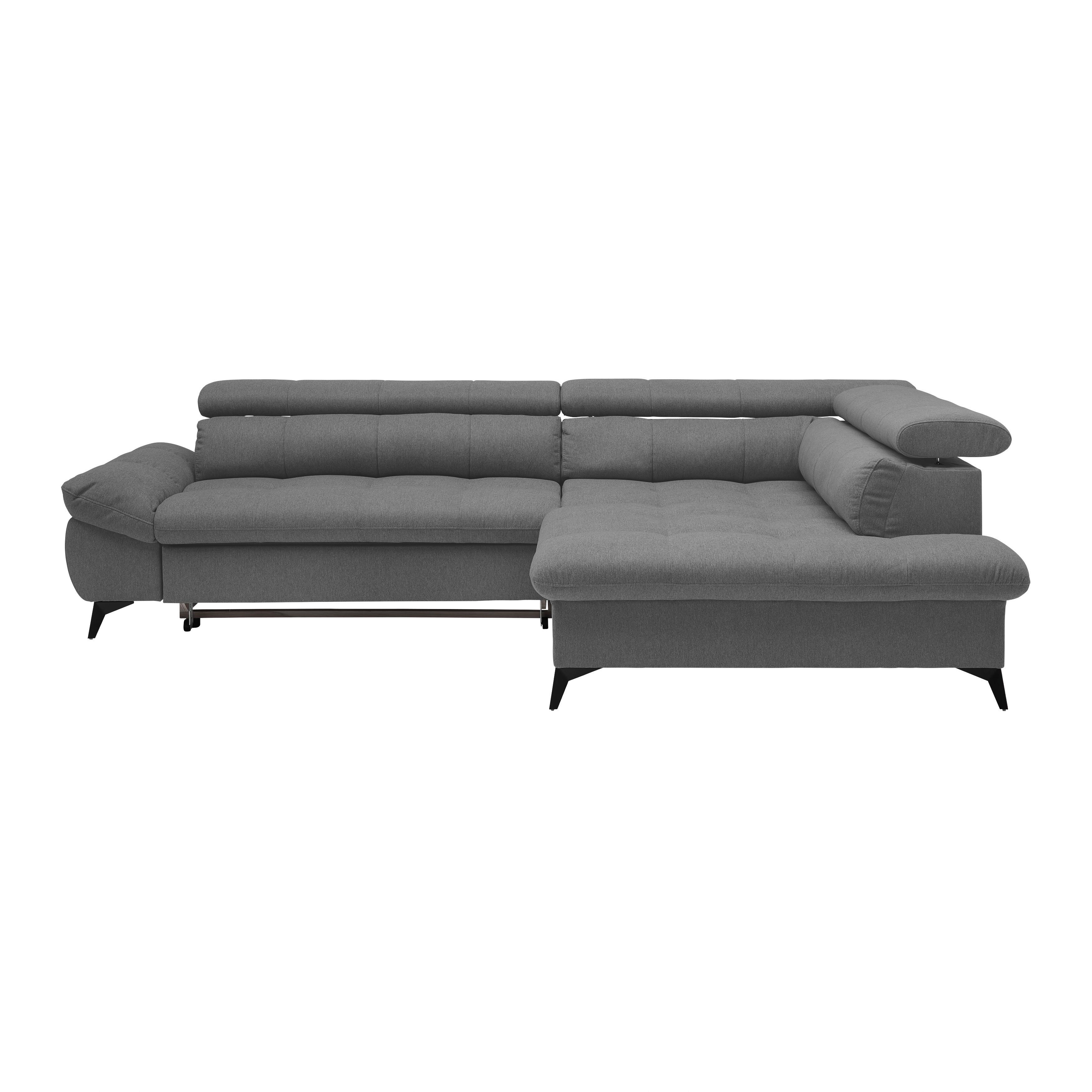 Wohnlandschaft Alberto Anthrazit - Anthrazit/Schwarz, MODERN, Textil/Metall (296/201cm) - Mömax