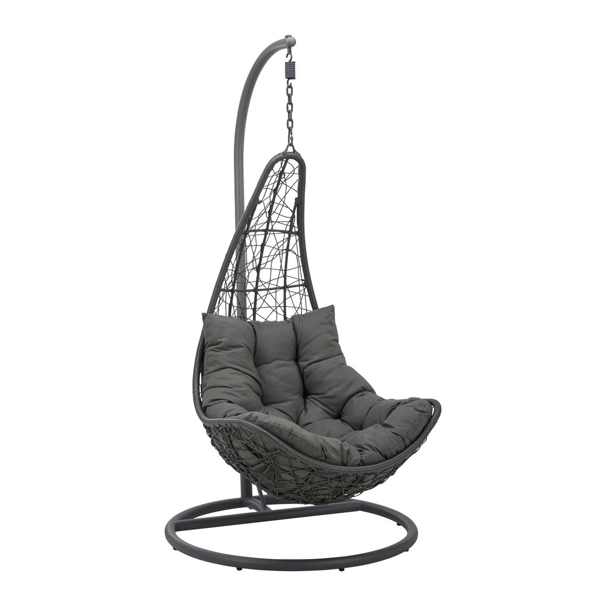 Fotoliu suspendat Rosi - gri închis, Modern, plastic/metal (95/196/96cm) - Bessagi Garden