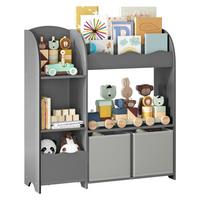 Kinderregal in Grau ca. 90x100x30 cm - Grau, MODERN, Holzwerkstoff/Textil (90/100/30cm) - MID.YOU