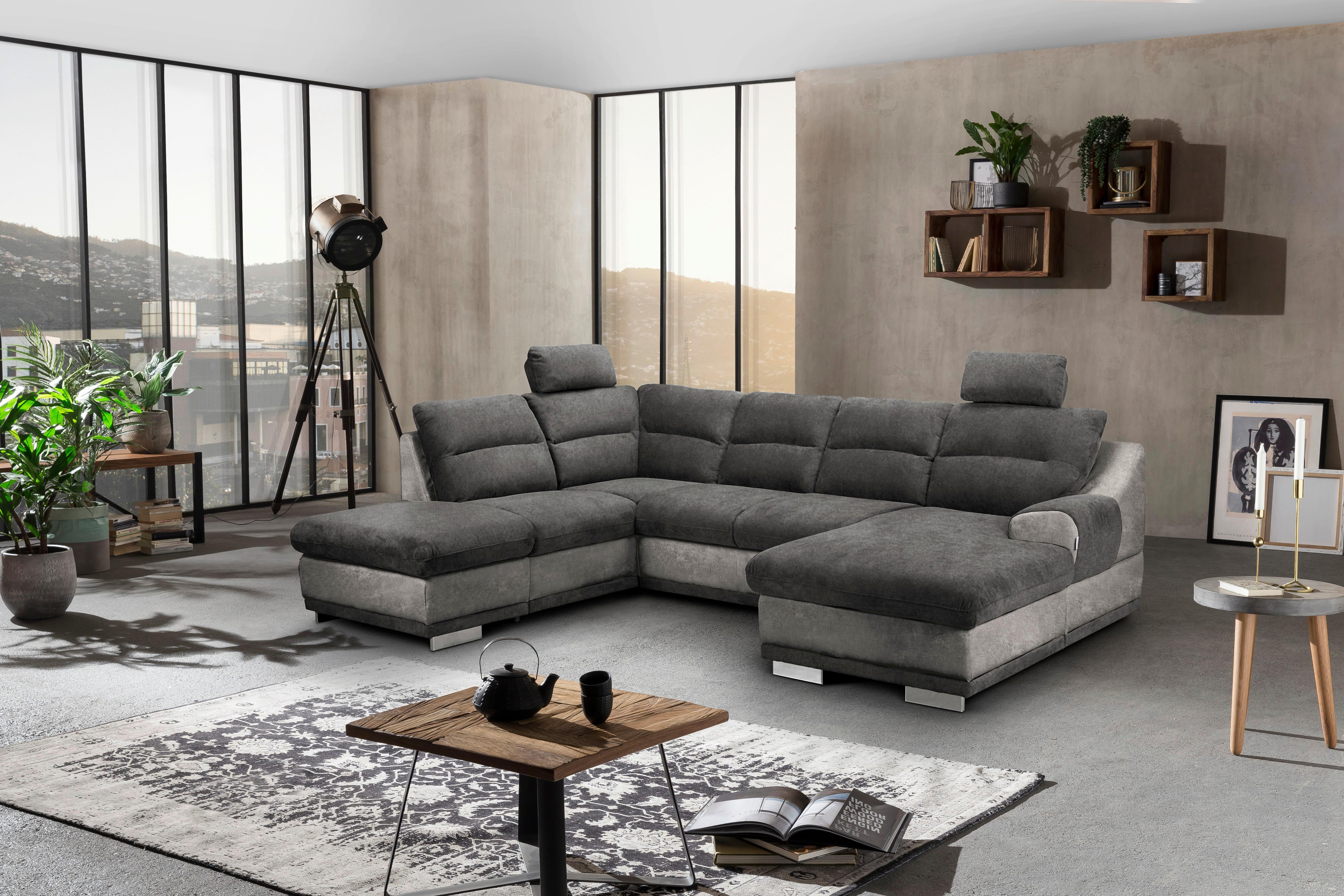Sarokkanapé Seaside C359785 - világosszürke/cappuccino, Konventionell, textil (218/88/108/334cm) - Mömax