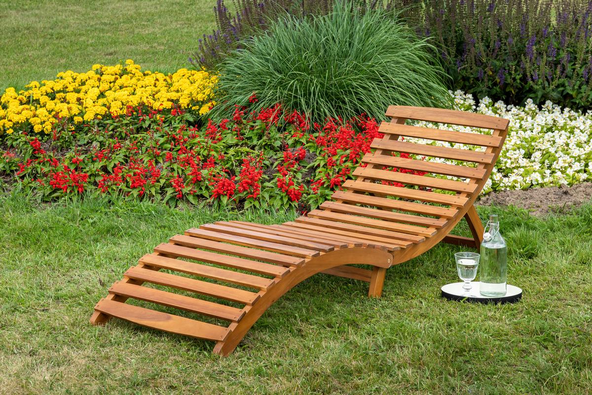 Vrtni Ležalnik Honopu, Masivno - siva/barve akacije, Konvencionalno, tekstil/les (54/60/180cm) - Gardenson