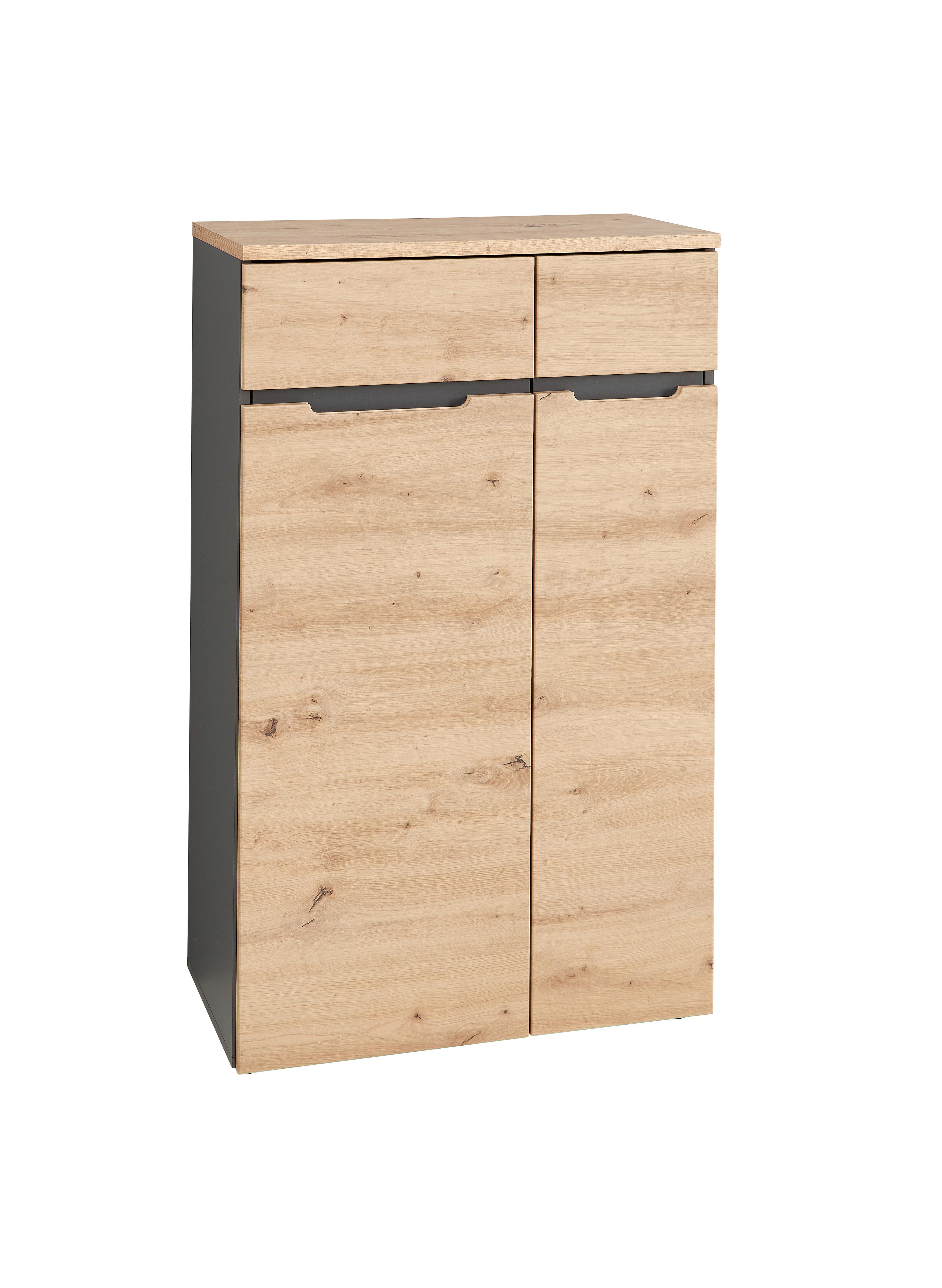 Kommode In Eiche Artisan/graphitfarben - Graphitfarben/Eiche Artisan, Modern, Holzwerkstoff (75/122/38cm) - Premium Living