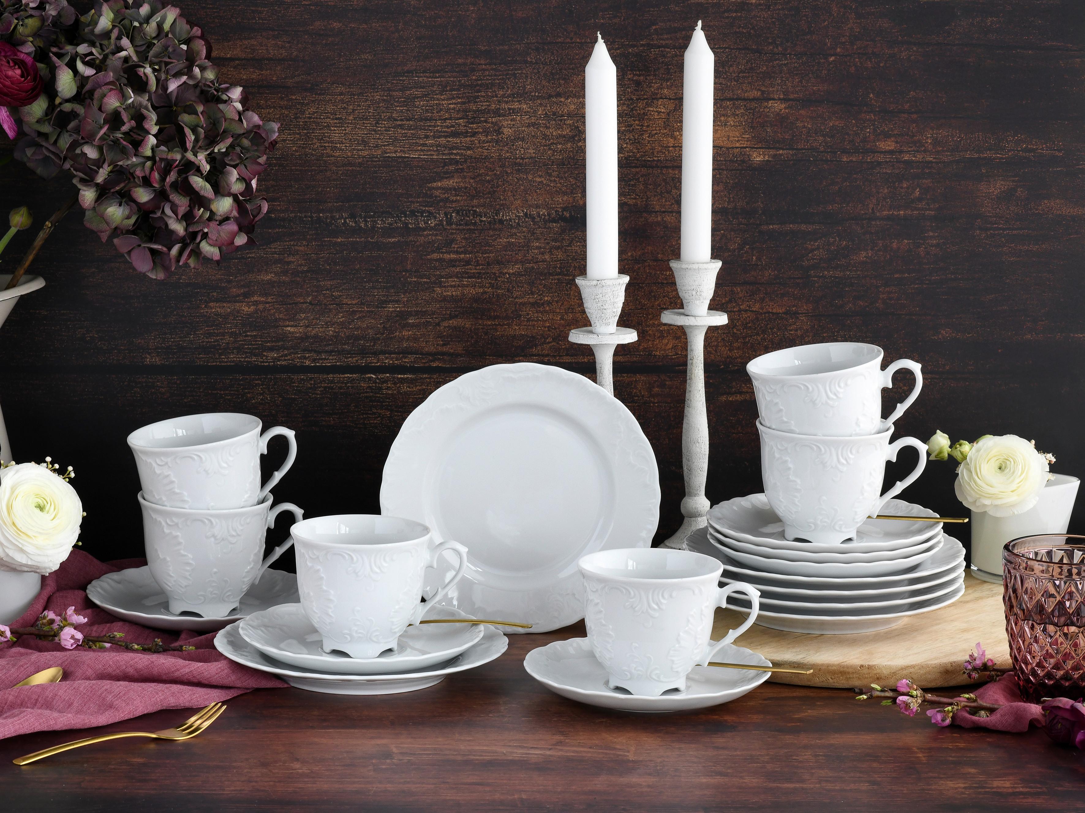 Kavni Servis Rokoko, 18-Delni - bela, Basics, keramika - Creatable