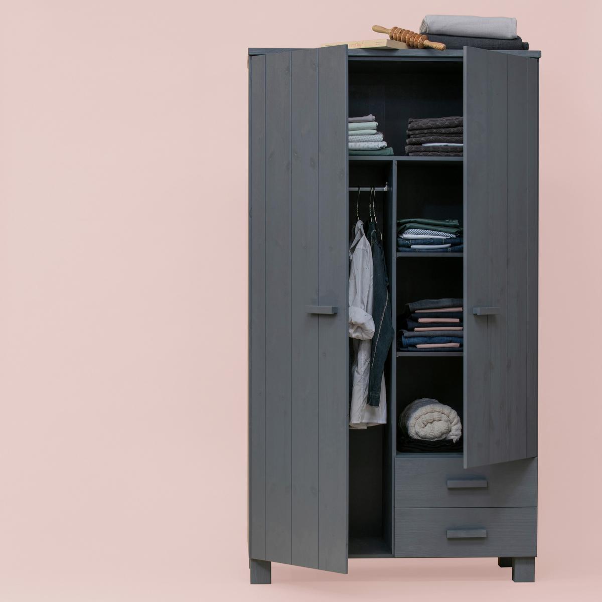 Garderobenschrank Dennis Dunkelgrau - Dunkelgrau, Design, Holz/Holzwerkstoff (111/202/55cm) - Livetastic