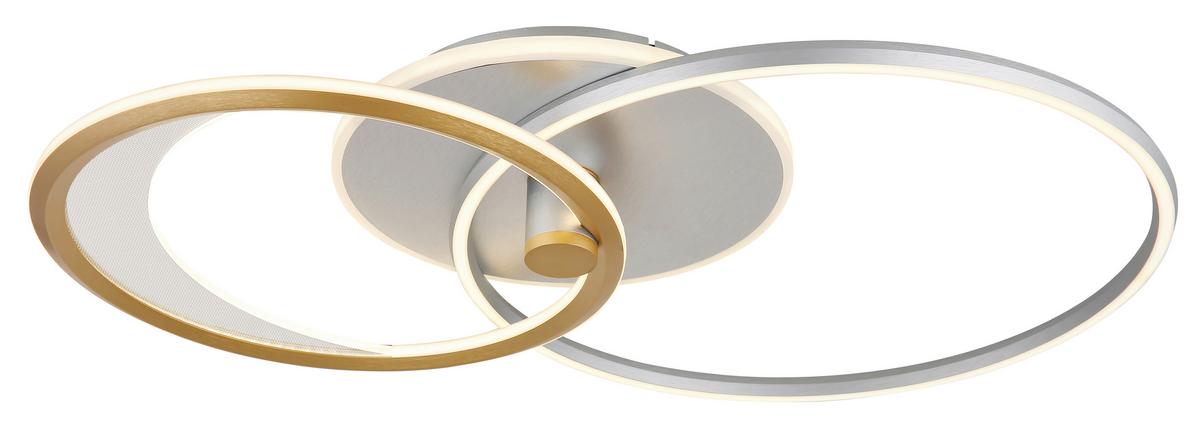 LED-Deckenleuchte Umbra Opal/Silber/Goldfarben - Klar/Silberfarben, Basics, Kunststoff/Metall (81/51/11cm) - Globo