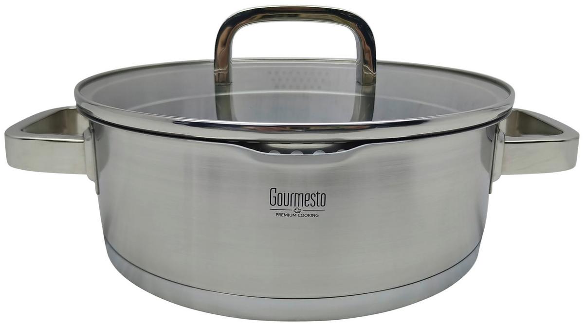 Tava Za Serviranje Silver Line Ø:24 - boje oplemenjenog čelika/prozirno, Konvencionalno, staklo/metal (24/8cm) - Gourmesto