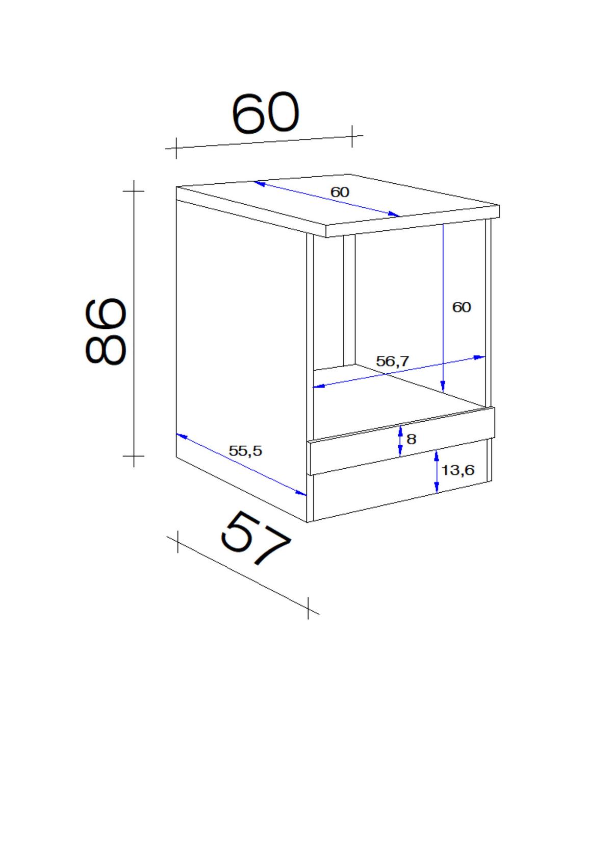 Element Za Ugradnu Rernu Alba Hu 60 - bela visoki sjaj/bela, Moderno, pločasti materijal (60/86/60cm)