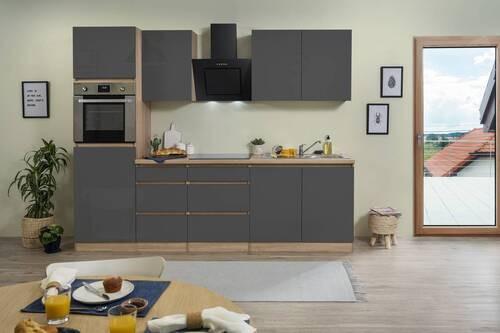 Küchenblock Premium Grau/Eiche B: ca. 270 cm - Eichefarben/Grau, MODERN, Holzwerkstoff (270cm) - Respekta