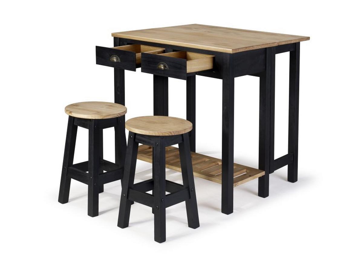 Set Za Bar Sharona, Črna, Bor, 3-Delni - črna/naravne barve, Natur, les (80/30/84/51/72/30cm) - Livetastic