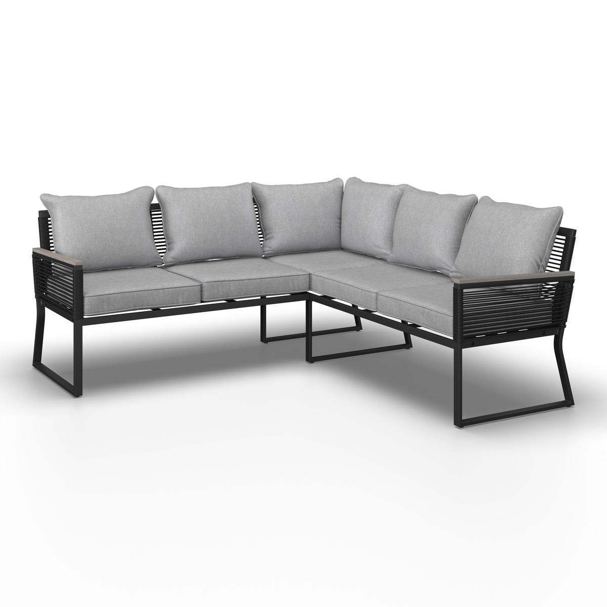 Vrtna Garnitura Paulina - svijetlo siva/crna, Moderno, staklo/metal (181/73/65cm) - Bessagi Garden