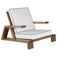 Loungesessel Daria Weiß, Akazienholz - Weiß/Akaziefarben, KONVENTIONELL, Holz (100/70/92cm) - Gardenson