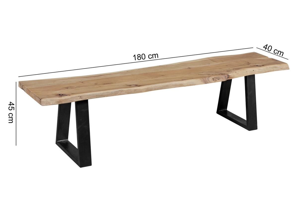 Klop Gaya - črna/barve akacije, Design, kovina/les (180/45/40cm) - MID.YOU