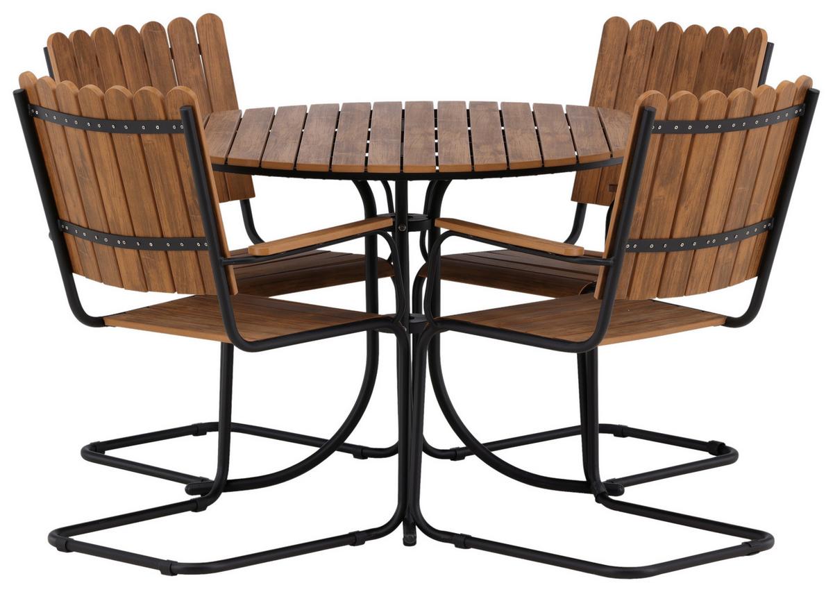 GARTENTISCHGRUPPE HOLMSUND - Schwarz, KONVENTIONELL, Metall - Gardenson