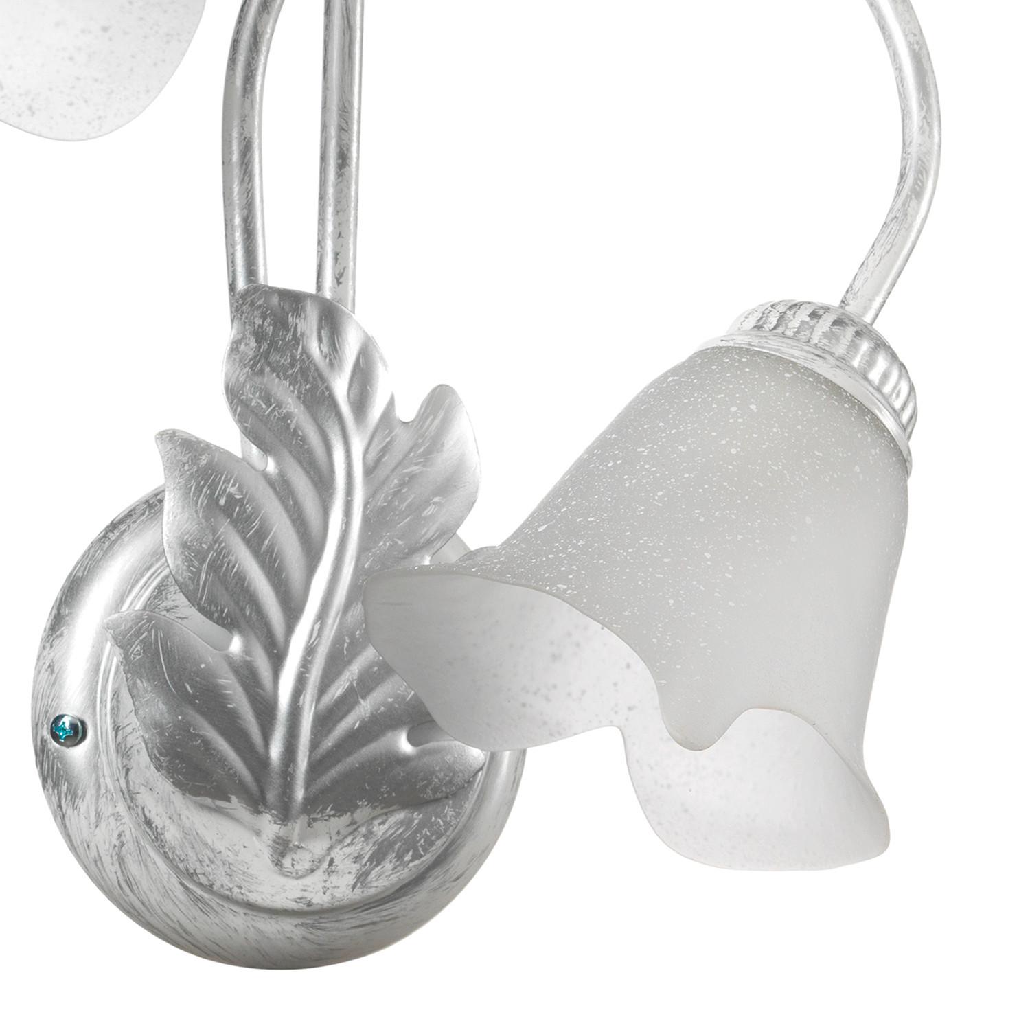Wandleuchte Marilena Weiß/Silber max. 6 Watt - Silberfarben/Weiß, KONVENTIONELL, Glas/Metall (40/48cm)