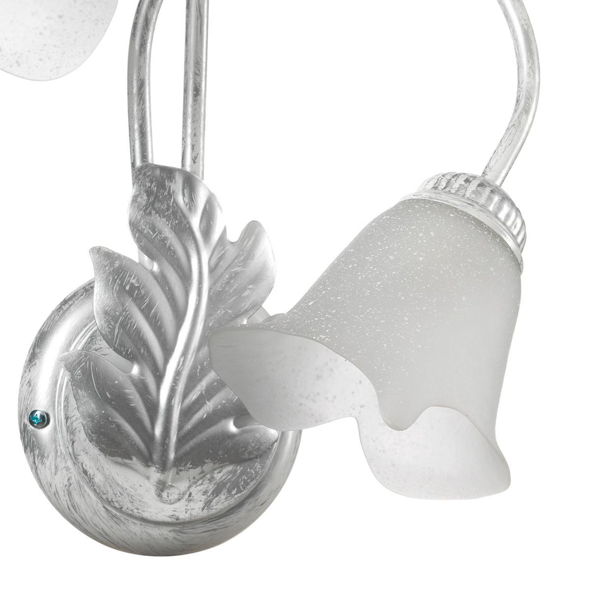 Wandleuchte Marilena Weiß/Silber max. 6 Watt - Silberfarben/Weiß, KONVENTIONELL, Glas/Metall (40/48cm)