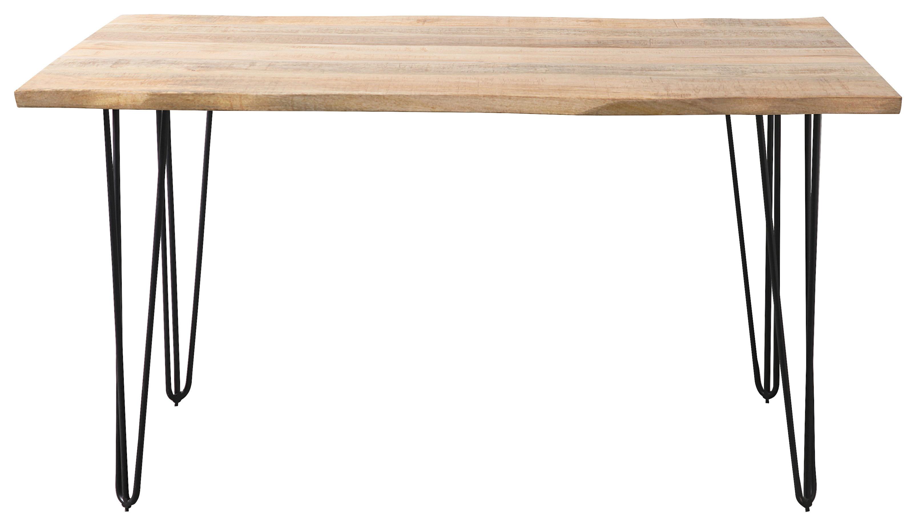 Esstisch Magnus Naturfarben/Schwarz - Schwarz/Naturfarben, Natur, Holz/Metall (140/85/77cm) - Zandiara