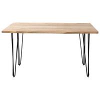 Esstisch Magnus Naturfarben/Schwarz - Schwarz/Naturfarben, Natur, Holz/Metall (140/85/77cm) - Zandiara