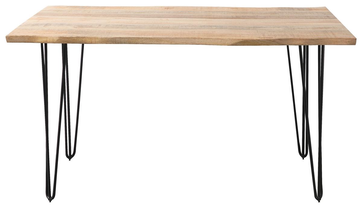 Esstisch Magnus Naturfarben/Schwarz - Schwarz/Naturfarben, Natur, Holz/Metall (140/85/77cm) - Zandiara