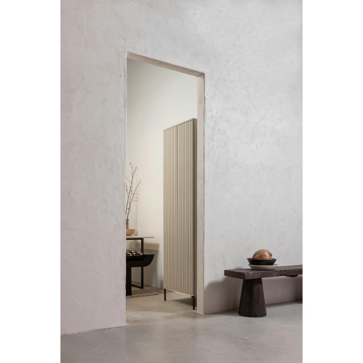 Garderobenschrank Gravure Grau B: 60 cm - Schwarz/Grau, Design, Holz/Metall (60/210/42cm) - Livetastic