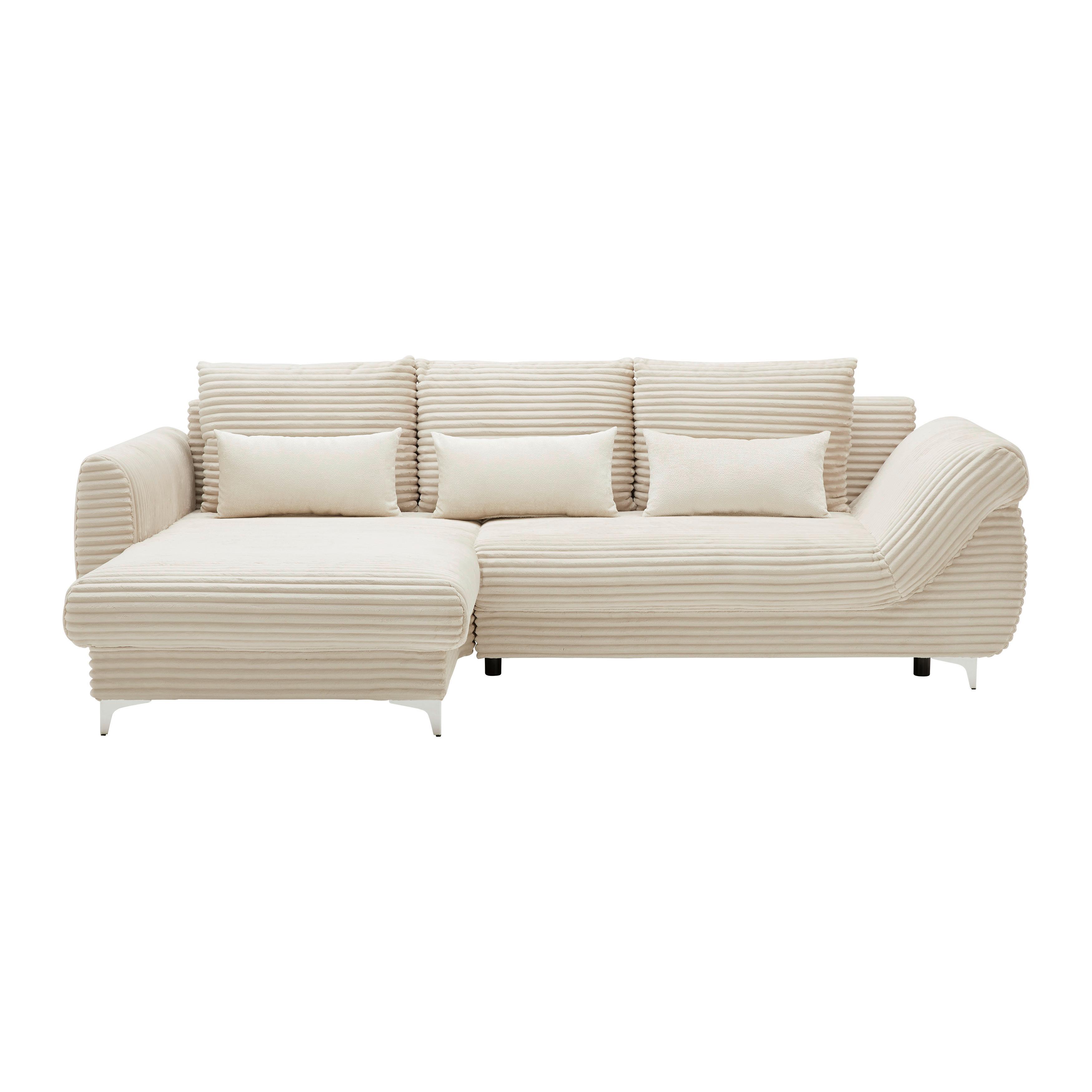 Wohnlandschaft Atlantis Lux Creme - Silberfarben/Goldfarben, LIFESTYLE, Holz/Holzwerkstoff (175/90/263cm) - Mömax