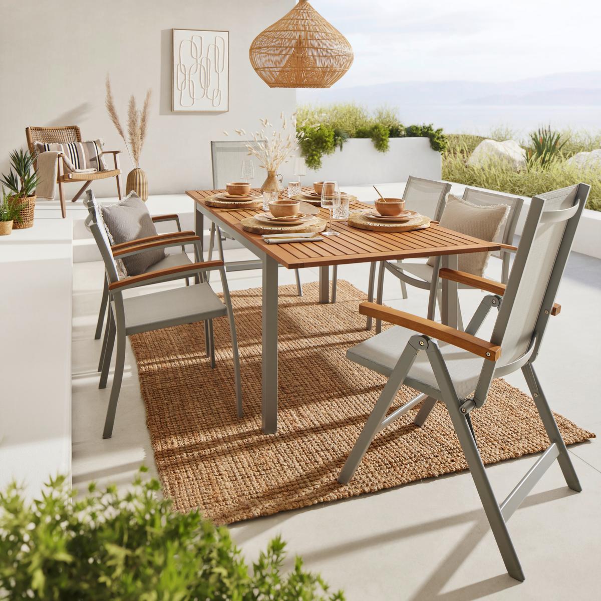 Gartentisch Barcelona 1 Grau/Natur aus Holz/Metall - Naturfarben/Grau, Modern, Holz/Metall (150-200/74,6/89,3cm) - Mömax