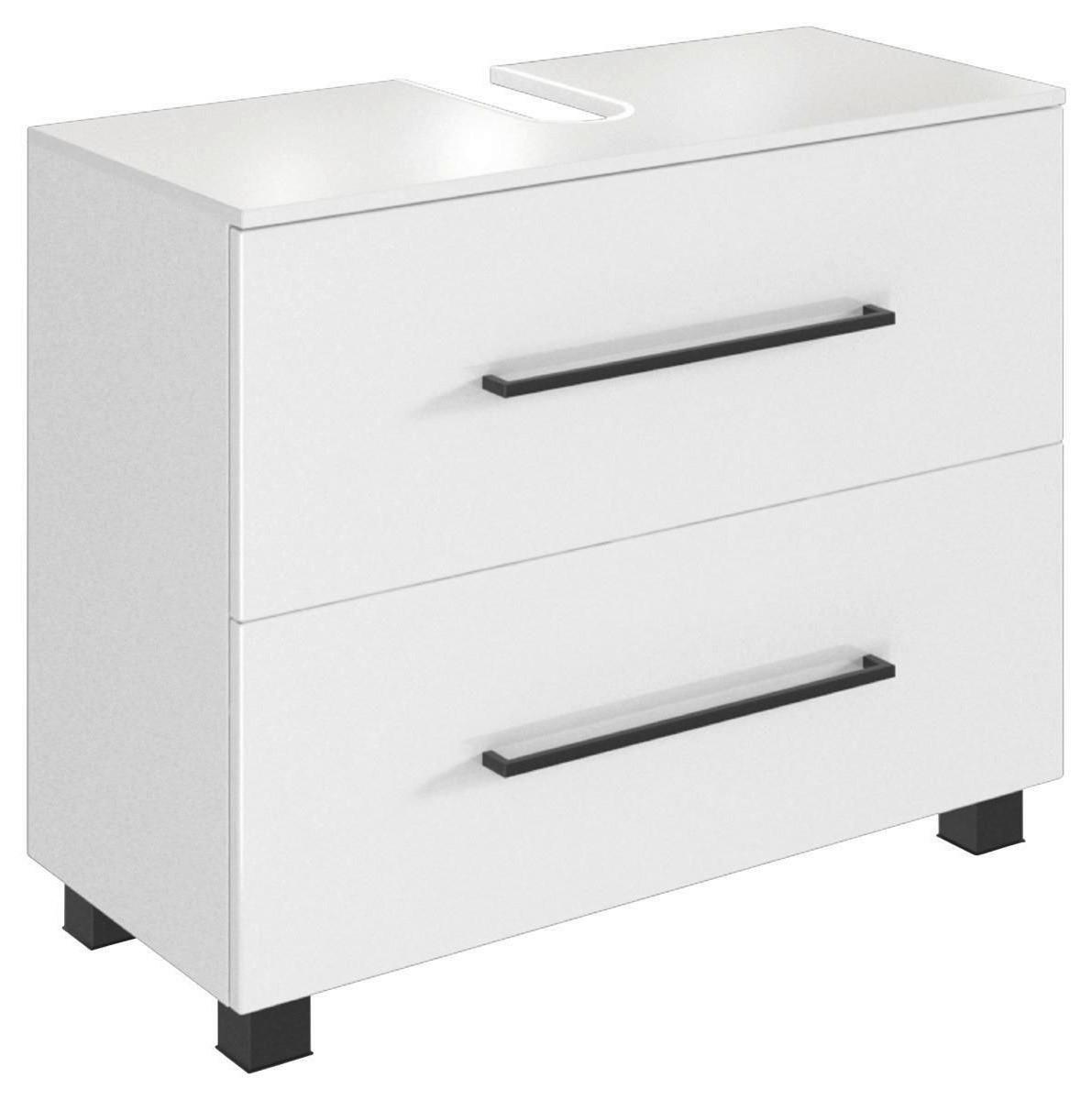 Waschbeckenunterschrank Luzern ca. 70x54x35 cm Weiß - Schwarz/Weiß, KONVENTIONELL, Holzwerkstoff/Kunststoff (70/54/35cm) - Held