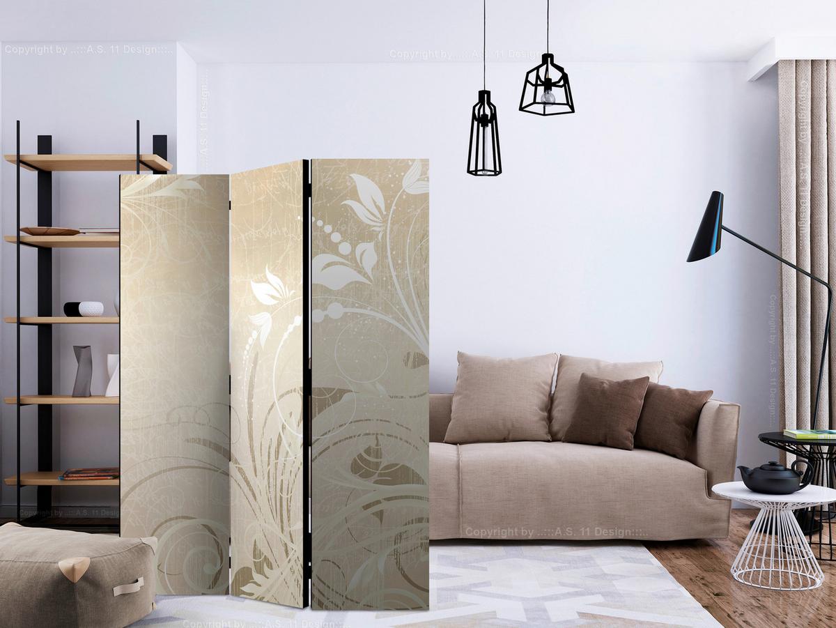 Paravan Symphony Of Senses, 3-Delni, Dvostranski - bela/ekru, Basics, tekstil/les (135/172/3cm) - artgeist