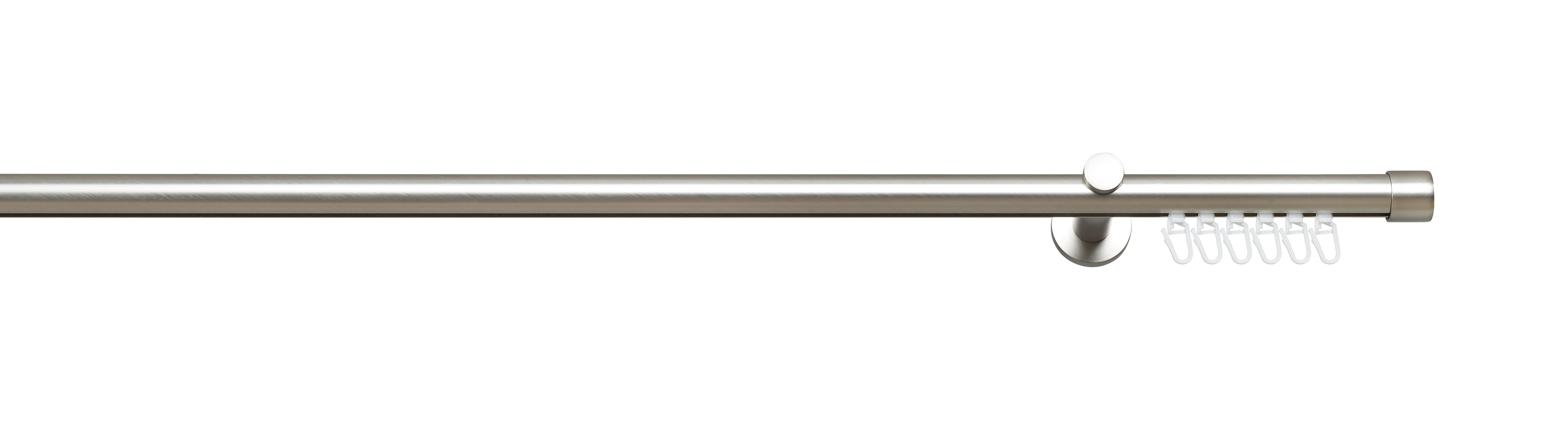 Vorhangstangenset Innenlauf Aus Metall - Edelstahlfarben, Metall (160cm) - Premium Living