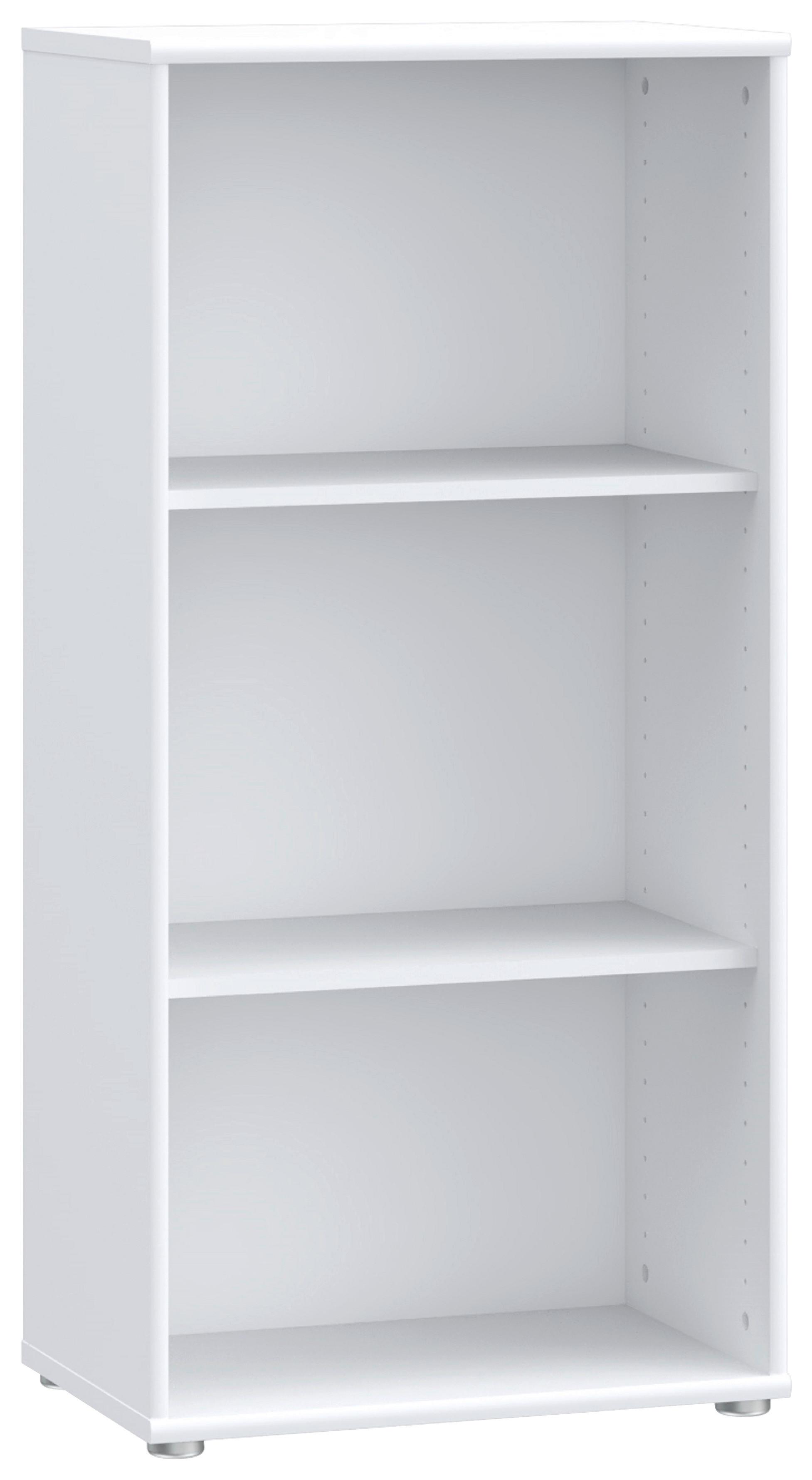 Regal Tempra 2, Bela - bela/barve aluminija, Design, leseni material (54/111,1/34,8cm)