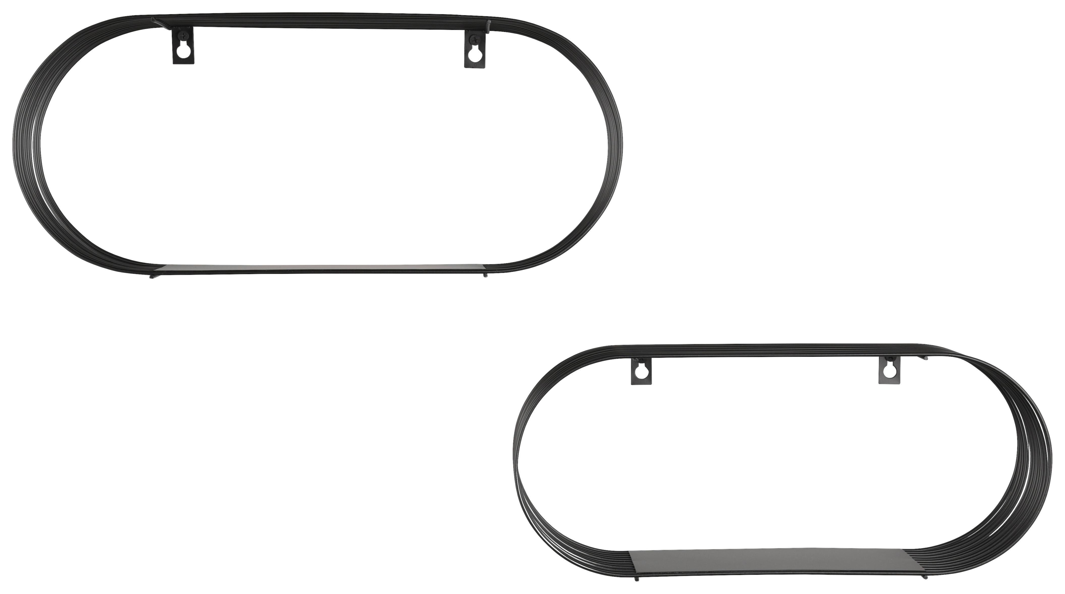Set Zidnih Polica Jessica - crna, Moderno, metal (43/18/10cm) - Modern Living