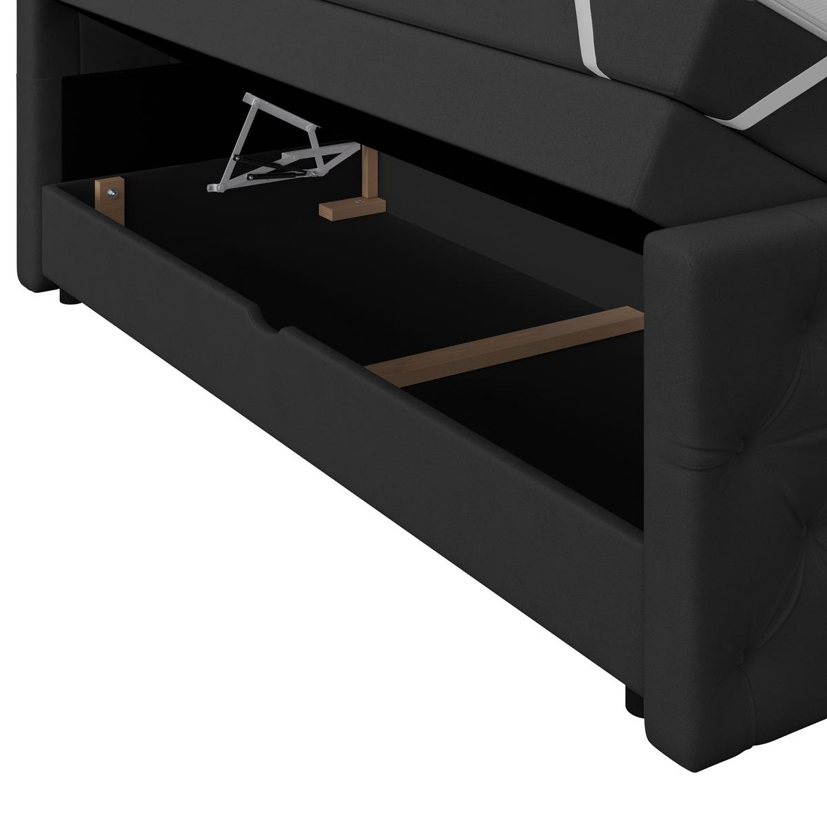 Boxspring Krevet Elio - bež/crna, Romantično / ladanjski, tekstil/plastika (180/200cm) - Modern Living