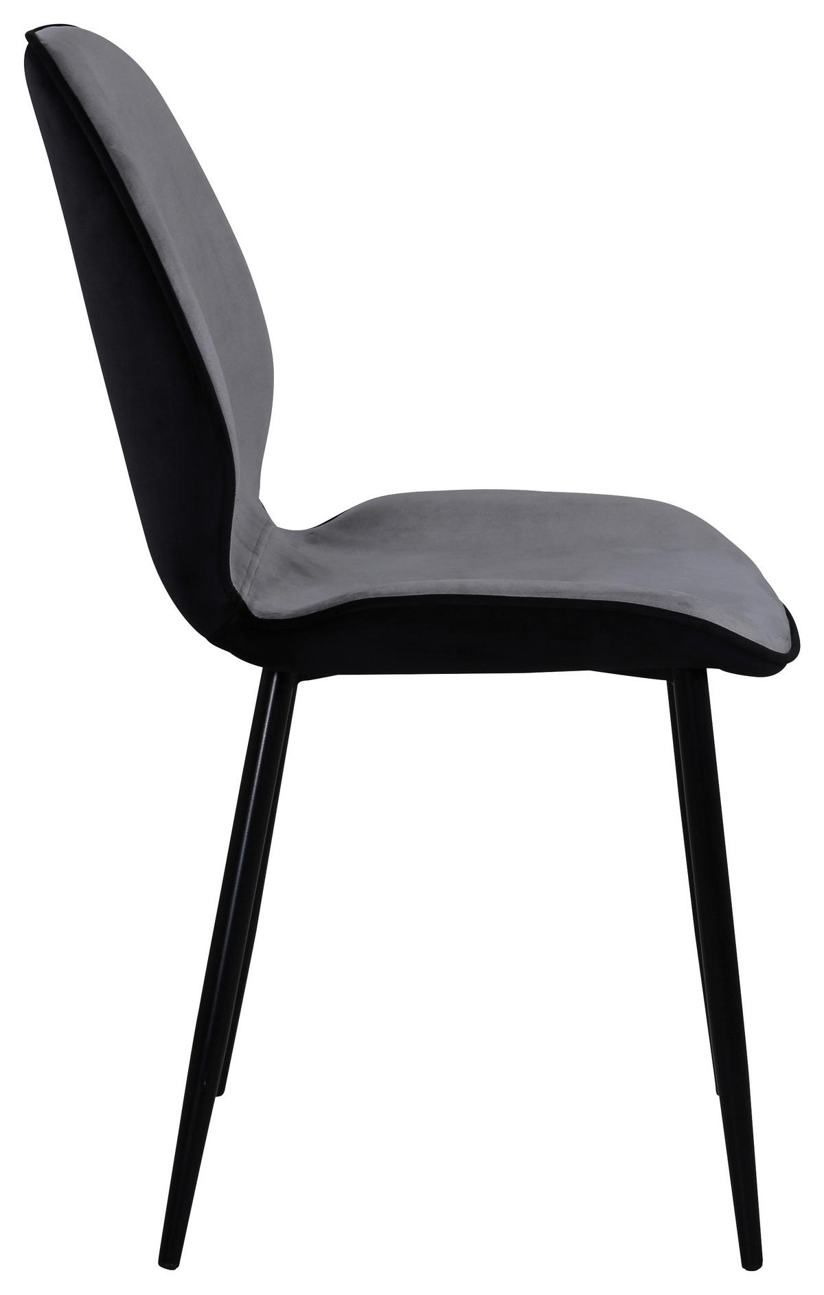 STUHL-SET EMMA - Hellgrau/Schwarz, Design, Textil/Metall (47/89/57cm) - Livetastic