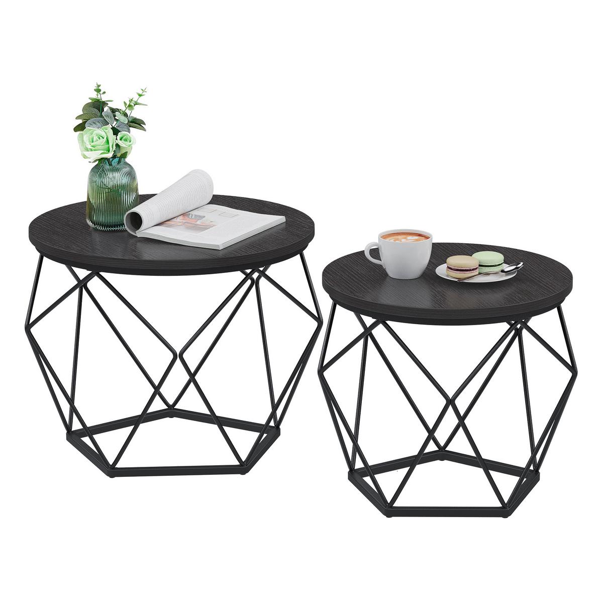 Couchtisch Set in Schwarz, rund - Schwarz, Trend, Holzwerkstoff/Metall (50/50/40,6cm) - MID.YOU