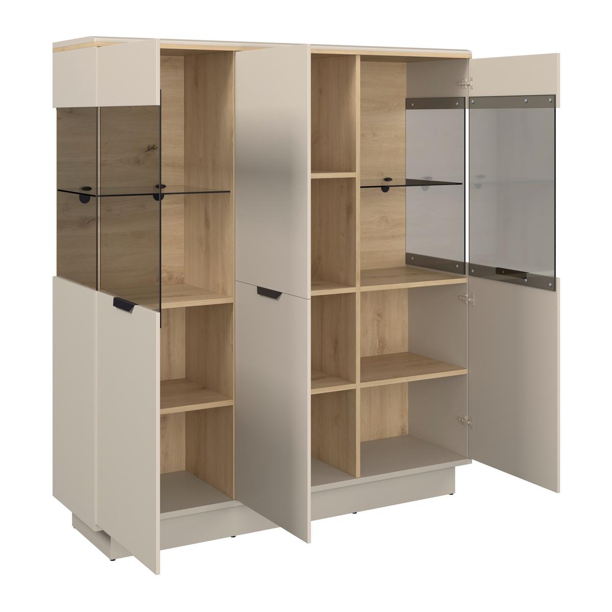 Vitrina Darius - kašmir/hrast Artisan, Trend, staklo/drvni materijal (132/148,3/37cm) - Modern Living