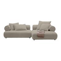 Wohnlandschaft Casimir Silberfarben - Silberfarben/Schwarz, LIFESTYLE, Kunststoff/Textil (310/180cm) - Premium Living