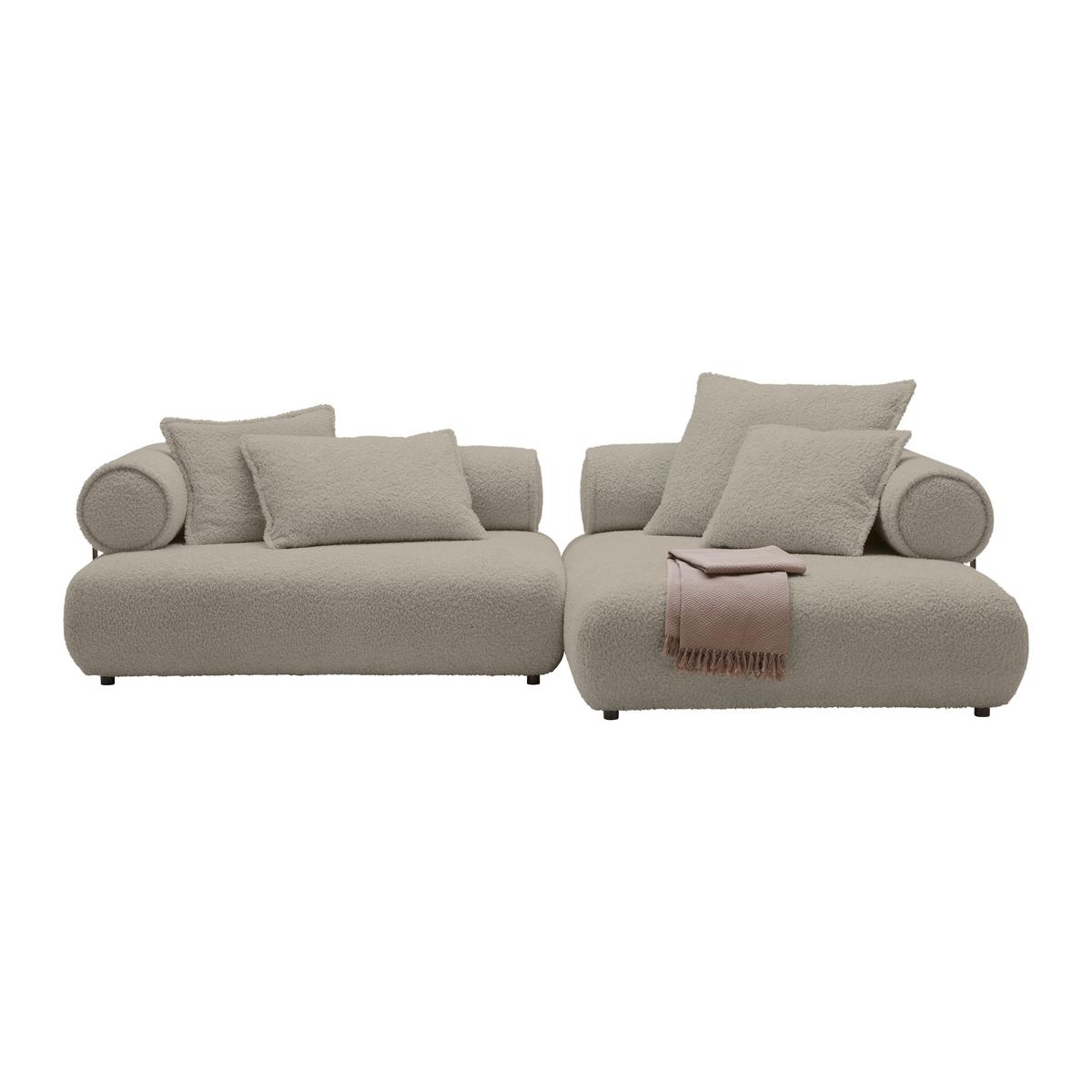 Wohnlandschaft Casimir Silberfarben - Silberfarben/Schwarz, LIFESTYLE, Kunststoff/Textil (310/180cm) - Premium Living