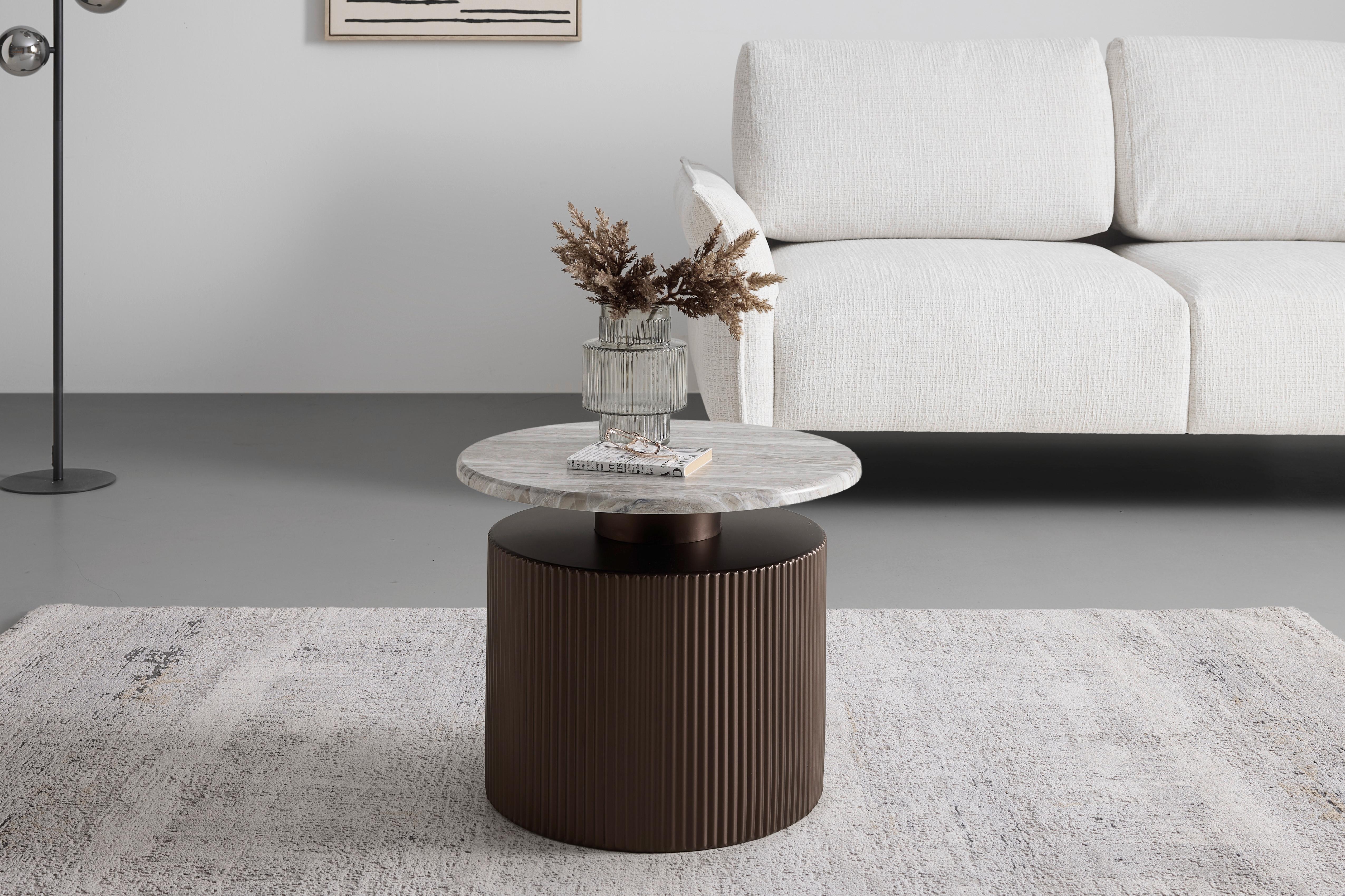 SOFFBORD SOLCO -TREND- - bronsfärgad/naturfärgad, Lifestyle, metall/trämaterial (46/41cm) - Premium Living