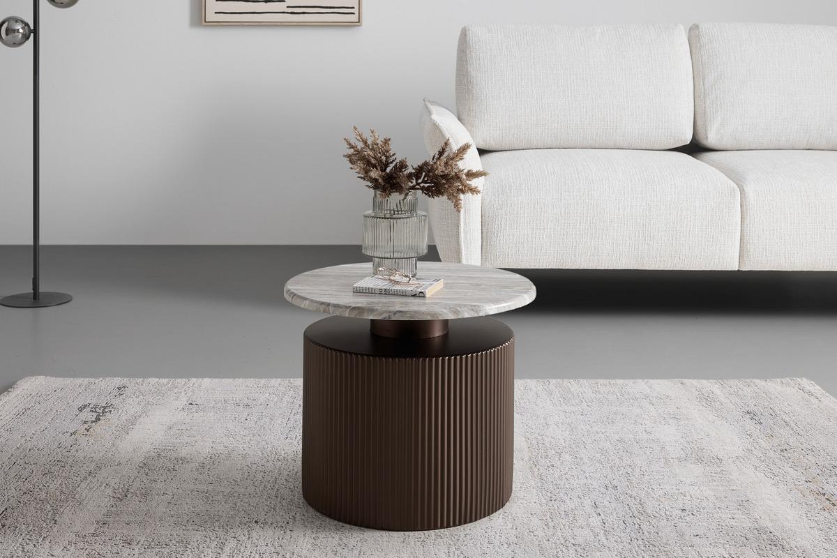 Couchtisch Solco Naturfarben/Bronzefarben - Naturfarben/Bronzefarben, LIFESTYLE, Holzwerkstoff/Metall (46/41cm) - Premium Living