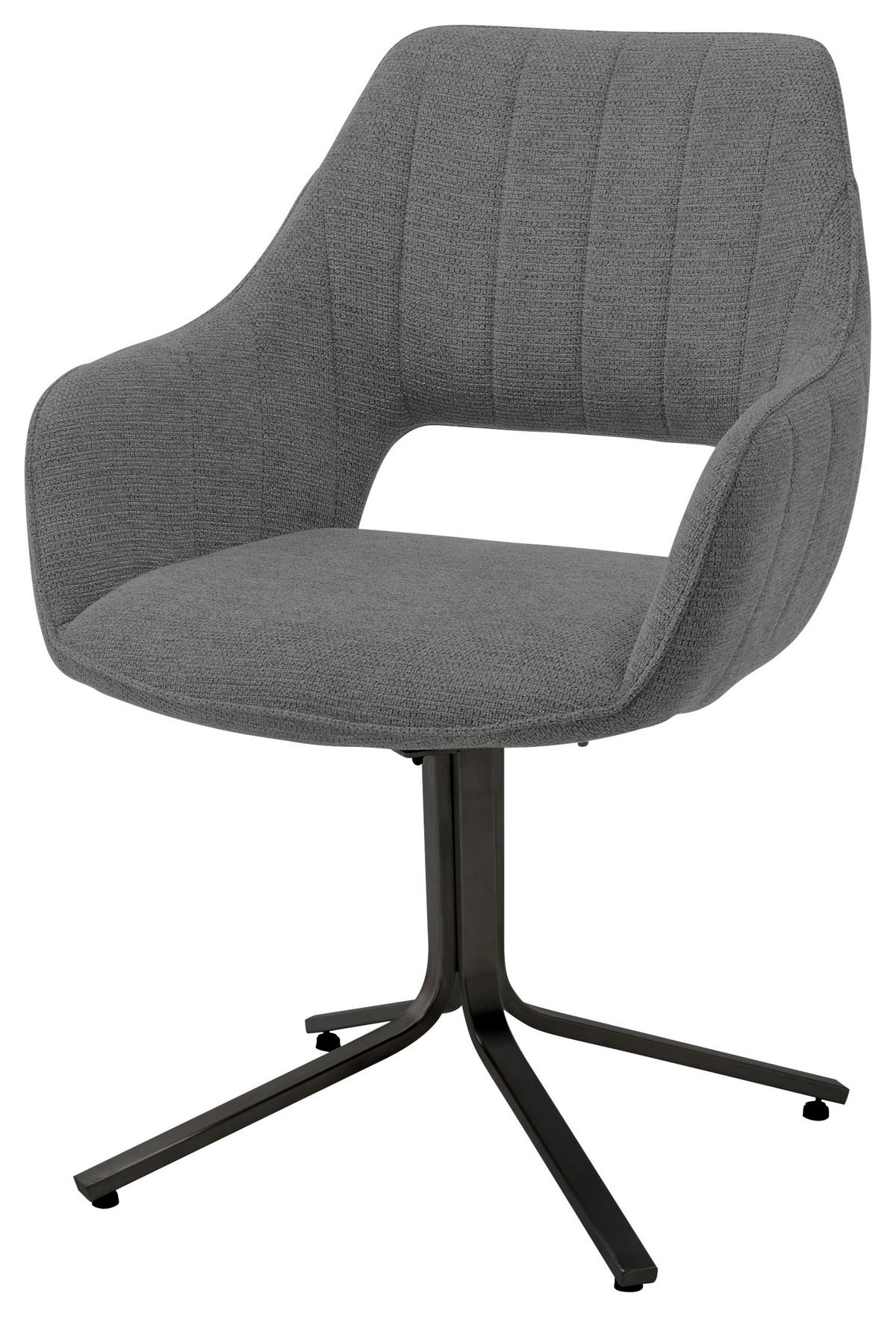 Armlehnstuhl Bacares in Anthrazit - Anthrazit/Schwarz, MODERN, Textil/Metall (62/88/63cm) - Premium Living