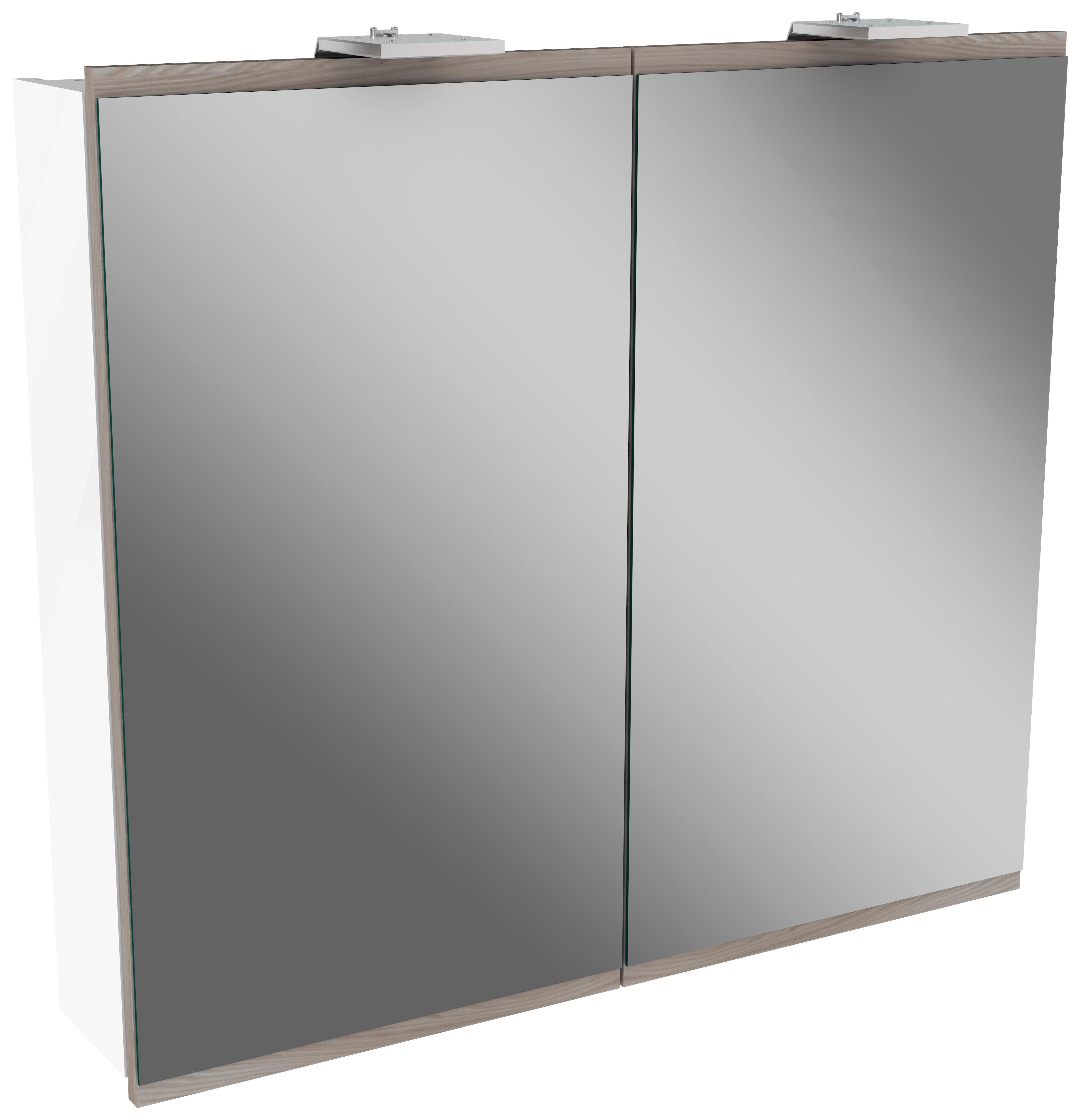 Spiegelschrank "Lima" , weiß - MODERN, Glas/Holzwerkstoff (80/73/15,5cm) - MID.YOU