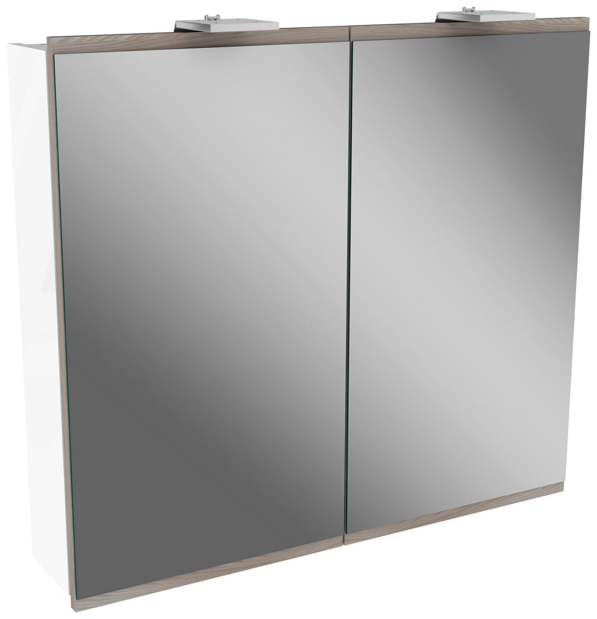 Spiegelschrank "Lima" , weiß - MODERN, Glas/Holzwerkstoff (80/73/15,5cm) - MID.YOU