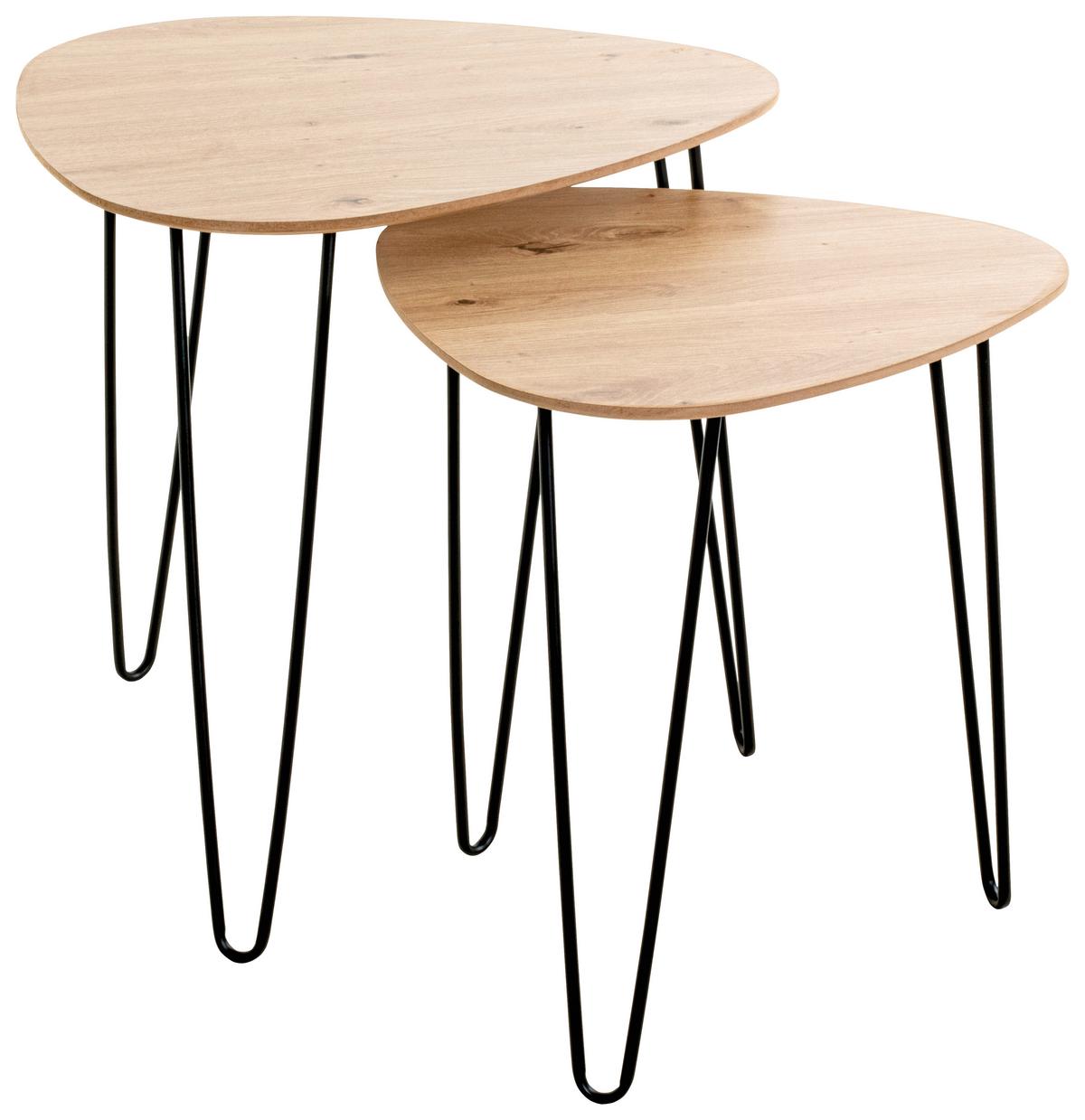STOLIK BOCZNY BERGEN 2 - kolor dębowy/czarny, Trend, materiał drewnopochodny/metal (40/40/43cm)
