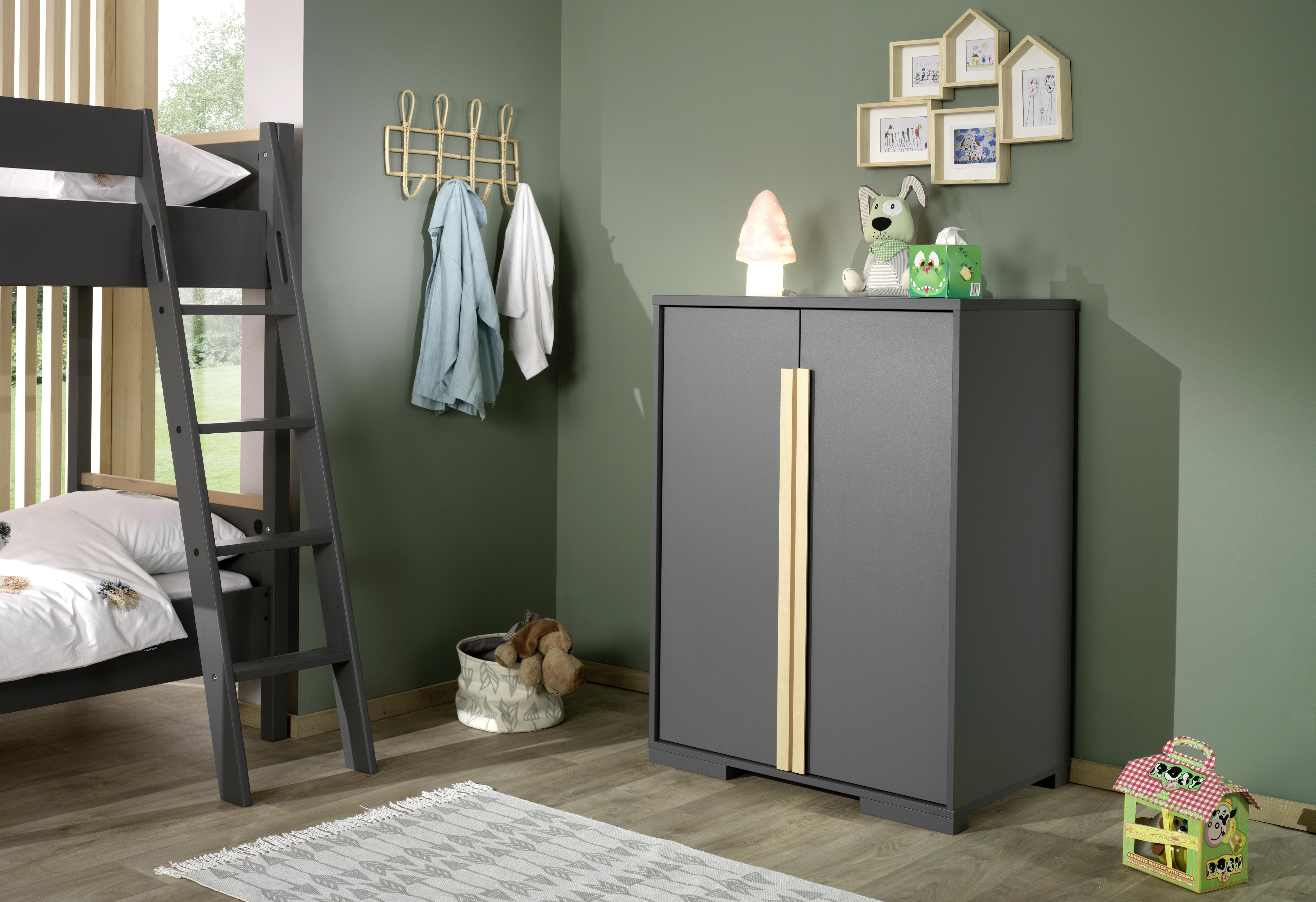 Kinderkleiderschrank "London", anthrazit/buche - Anthrazit, MODERN, Holz/Holzwerkstoff (86/116,2/56cm) - MID.YOU