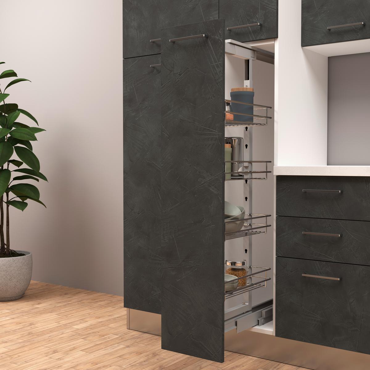 Küchenblock Afrodite 300 m. Gerät Dunkelgrau - Dunkelgrau/Alufarben, LIFESTYLE, Holzwerkstoff/Kunststoff (300cm) - MID.YOU