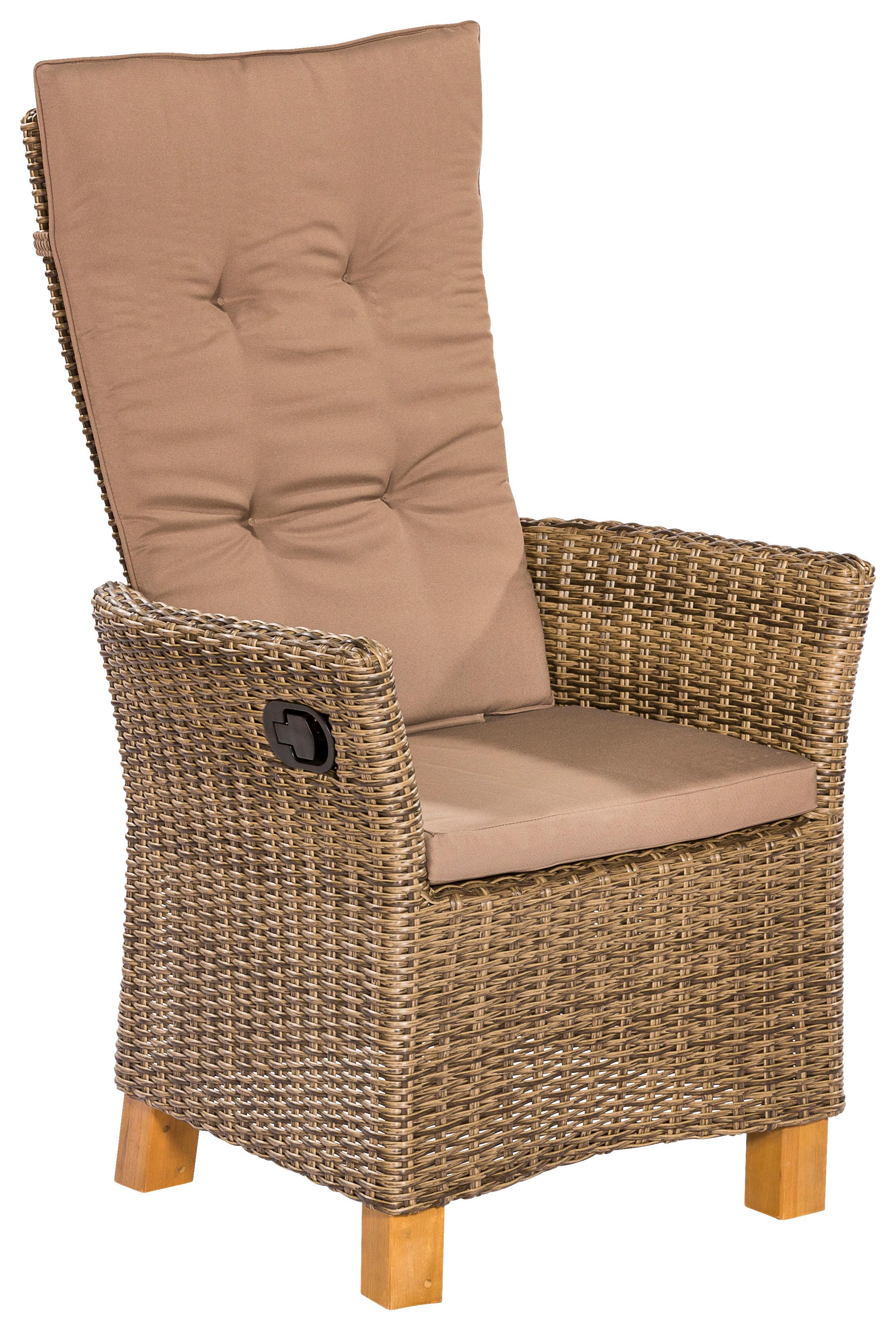 Set Vrtnih Stolov Toskana, 2 Kos, Nastavljiv Naslon - barve kapučina/naravne barve, Konvencionalno, kovina/umetna masa (59/110/65,5cm) - Gardenson